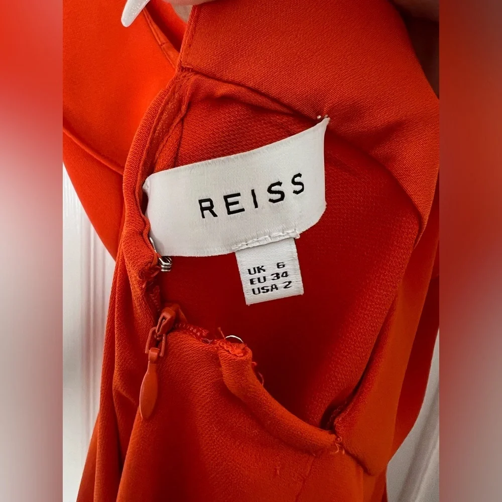 Reiss Open Back Pants Jumpsuit Orange Sz 2
